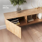 Meuble TV Kelly adapté aux téléviseurs jusqu'à 65 po avec pieds en bois, design scandinave moderne du milieu du siècle