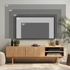 Meuble TV Kelly adapté aux téléviseurs jusqu'à 65 po avec pieds en bois, design scandinave moderne du milieu du siècle