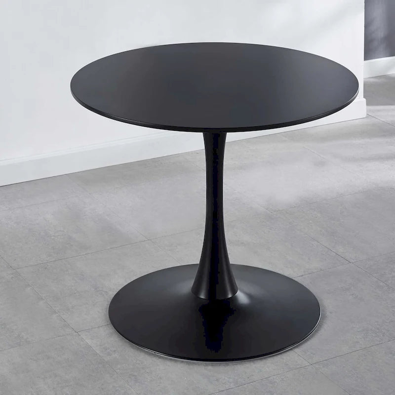 Table à manger Tulipe 80 cm, table à manger du milieu du siècle pour 2-4 personnes avec plateau rond en MDF, table à manger sur pied, table basse de loisirs