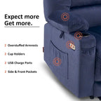 Fauteuil inclinable électrique avec fonction de chauffage et de massage, en tissu