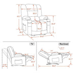 Fauteuil inclinable électrique avec fonction de chauffage et de massage, en tissu