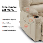 Fauteuil inclinable électrique avec fonction de chauffage et de massage, en tissu