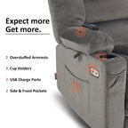 Fauteuil inclinable électrique avec fonction de chauffage et de massage, en tissu