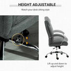 Chaise de bureau pivotante à dossier haut, en tissu de lin ergonomique avec accoudoirs et hauteur réglable