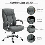 Chaise de bureau pivotante à dossier haut, en tissu de lin ergonomique avec accoudoirs et hauteur réglable