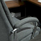 Chaise de bureau pivotante à dossier haut, en tissu de lin ergonomique avec accoudoirs et hauteur réglable