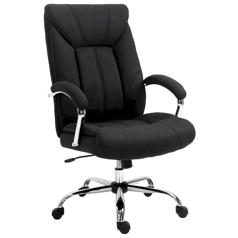 Chaise de bureau pivotante à dossier haut, en tissu de lin ergonomique avec accoudoirs et hauteur réglable