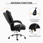 Chaise de bureau pivotante à dossier haut, en tissu de lin ergonomique avec accoudoirs et hauteur réglable