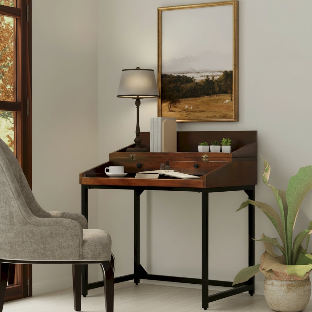 Bureau rustique Raleigh - Châtaigne/Noir