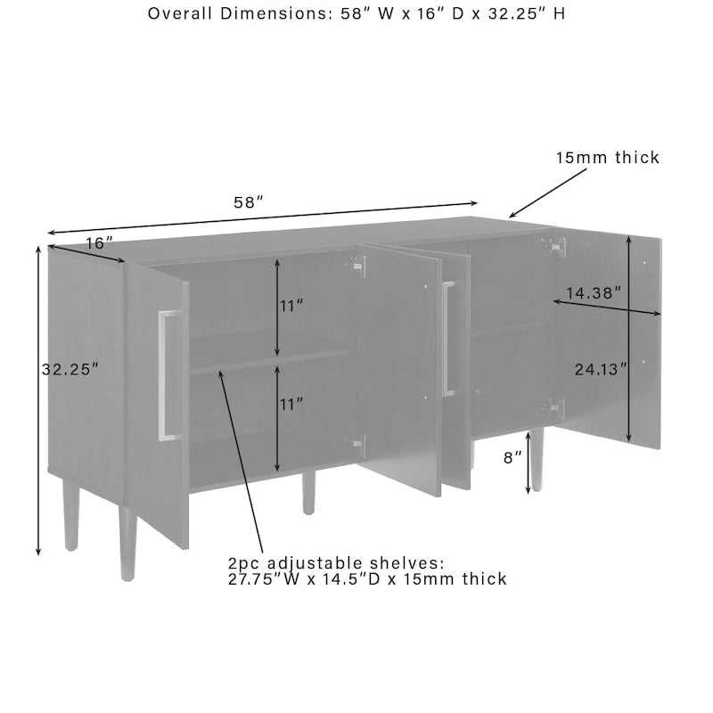 Buffet Mid-Century Everett - 62x19x8