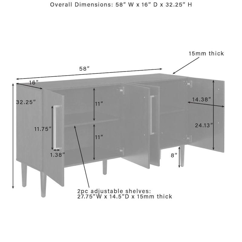 Buffet Mid-Century Everett - 62x19x8