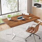 Bureau d'ordinateur à domicile, Bureau de direction en faux marbre blanc et doré de 55 pouces