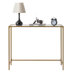 Console de table d'entrée moderne avec plateau en verre, cadre doré 39,4 po