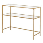 Console de table d'entrée moderne avec plateau en verre, cadre doré 39,4 po