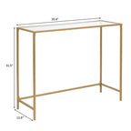 Console de table d'entrée moderne avec plateau en verre, cadre doré 39,4 po