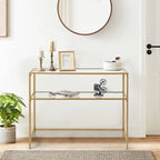 Console de table d'entrée moderne avec plateau en verre, cadre doré 39,4 po