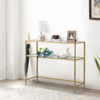 Console de table d'entrée moderne avec plateau en verre, cadre doré 39,4 po