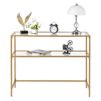 Console de table d'entrée moderne avec plateau en verre, cadre doré 39,4 po