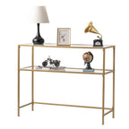 Console de table d'entrée moderne avec plateau en verre, cadre doré 39,4 po