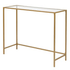 Console de table d'entrée moderne avec plateau en verre, cadre doré 39,4 po