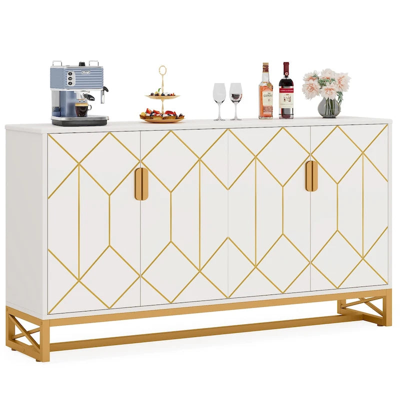 Buffet de cuisine/salle à manger moderne à 4 portes avec étagère réglable