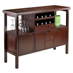 Bahut de buffet avec porte-bouteilles en bois marron - 46 larg. x 16 prof. x 34 haut.