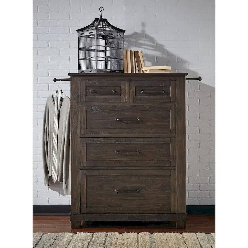 Collection de chambre à coucher 4 pièces Sharla en bois massif avec rangement
