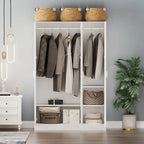 Armoire de 47,2 W avec trois portes, deux tringles à vêtements, poignée florale dorée