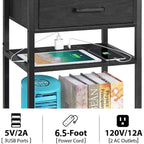 Table de chevet à 3 niveaux avec station de charge
