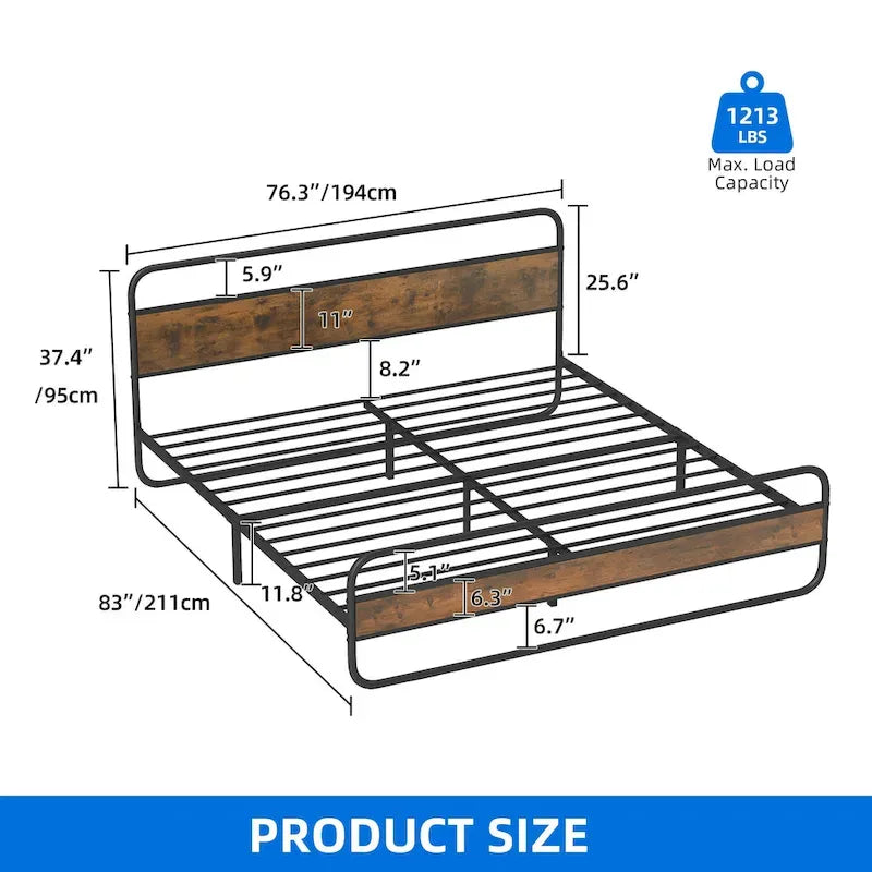 Cadre de lit King Size en PU Rembourré avec LED