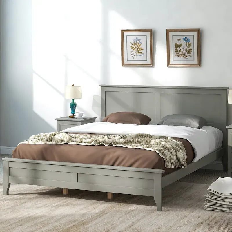 Modern Solid Wood Queen Platform Bed