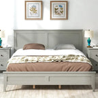 Lit plateforme queen en bois massif moderne