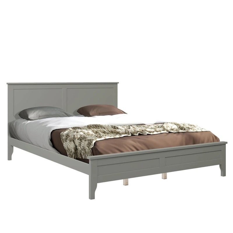 Lit plateforme queen en bois massif moderne