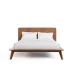 Beau lit plateforme en bois bas de style mid-century