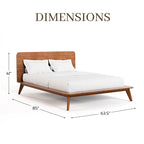 Beau lit plateforme en bois bas de style mid-century