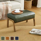 Tabouret d'appoint en similicuir 24,5 W avec pieds en hévéa noyer