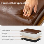 Tabouret d'appoint en similicuir 24,5 W avec pieds en hévéa noyer