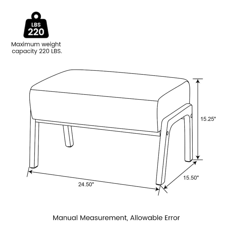 Tabouret d'appoint en similicuir 24,5 W avec pieds en hévéa noyer