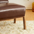 Tabouret d'appoint en similicuir 24,5 W avec pieds en hévéa noyer