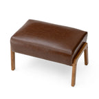 Tabouret d'appoint en similicuir 24,5 W avec pieds en hévéa noyer