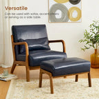 Tabouret d'appoint en similicuir 24,5 W avec pieds en hévéa noyer