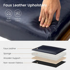 Tabouret d'appoint en similicuir 24,5 W avec pieds en hévéa noyer