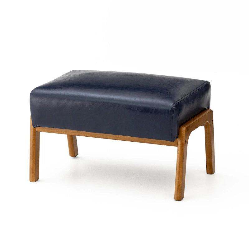Tabouret d'appoint en similicuir 24,5 W avec pieds en hévéa noyer