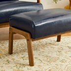 Tabouret d'appoint en similicuir 24,5 W avec pieds en hévéa noyer
