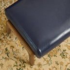 Tabouret d'appoint en similicuir 24,5 W avec pieds en hévéa noyer