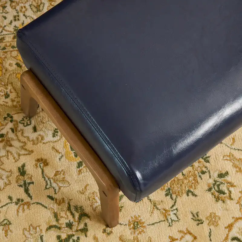 Tabouret d'appoint en similicuir 24,5 W avec pieds en hévéa noyer