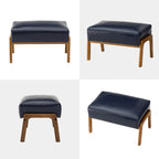 Tabouret d'appoint en similicuir 24,5 W avec pieds en hévéa noyer