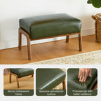 Tabouret d'appoint en similicuir 24,5 W avec pieds en hévéa noyer