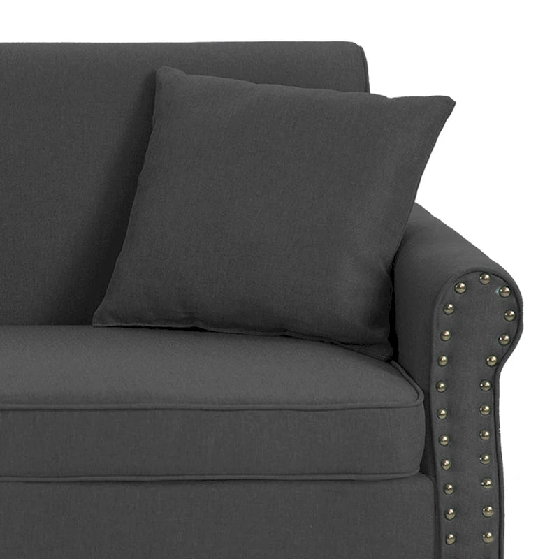 73 Canapé avec accoudoirs roulés et garniture cloutée