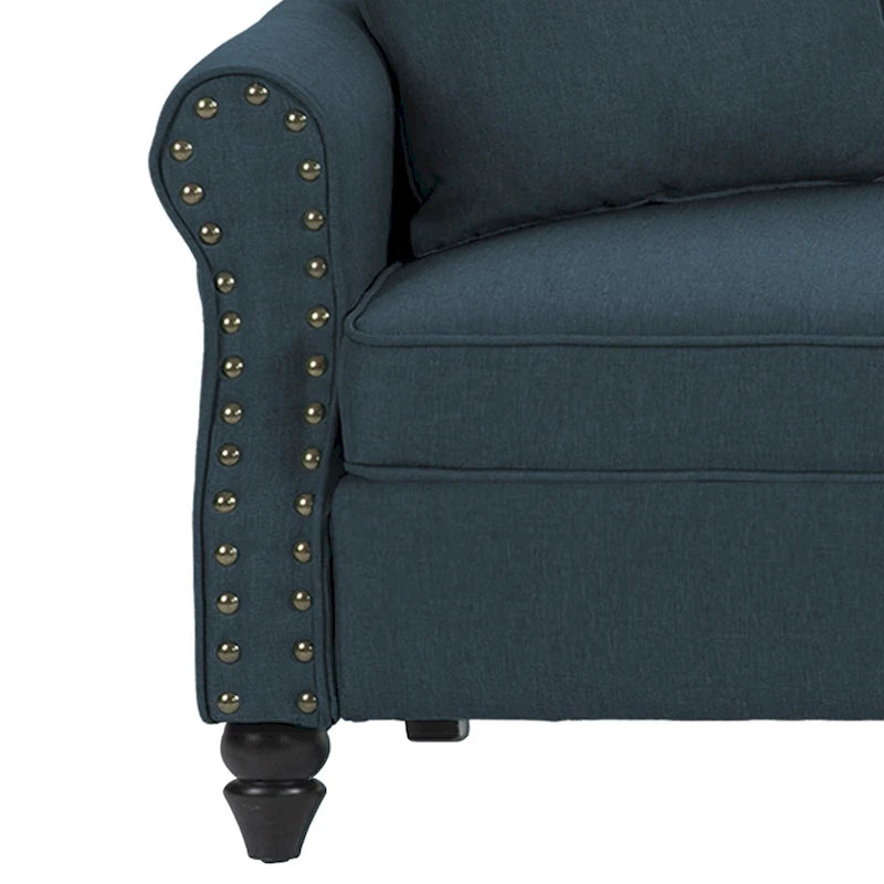 73 Canapé avec accoudoirs roulés et garniture cloutée